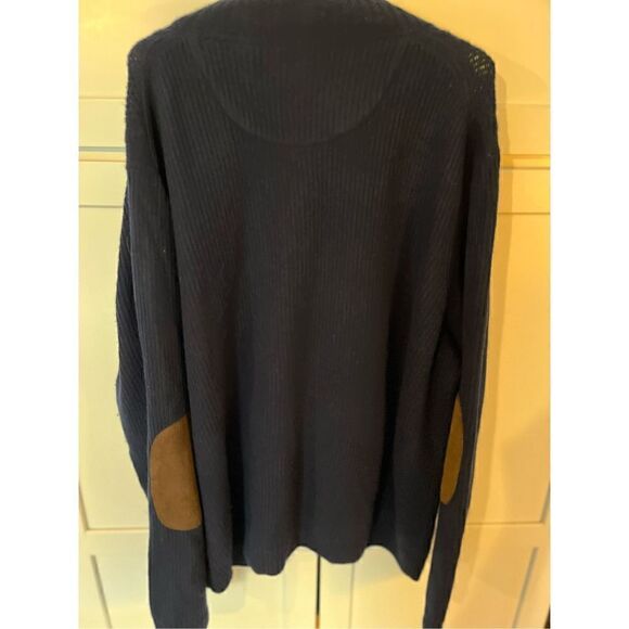 Jos A Bank Reserved Men’s Full Zip Sweater Sz 2XL Blue Wool Elbow Patches - Picture 5 of 11